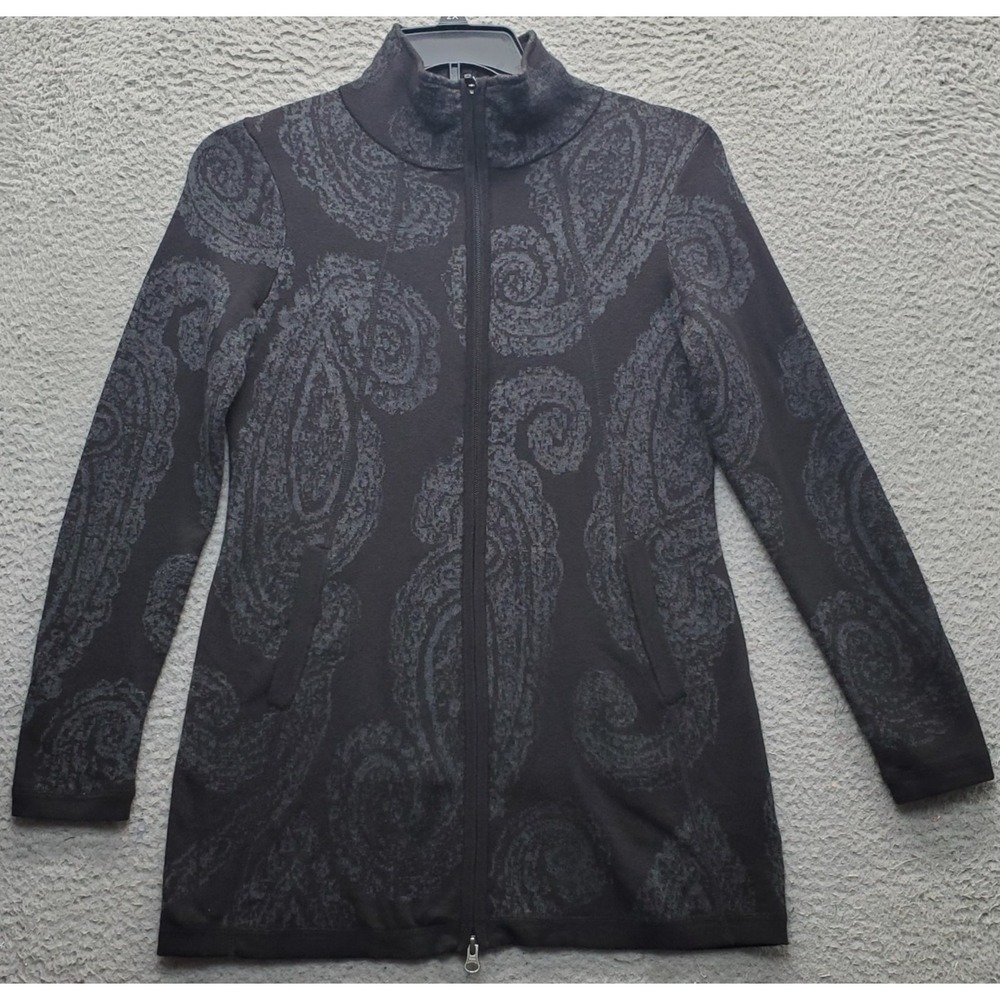 Cynthia Rowley Active Cardigan Sweater Womens Small Multi Paisley Print Full Zip
